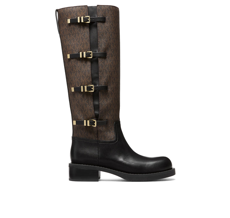 Michael Kors Women's Darrington Signature Logo and Leather Boot Brown/Black