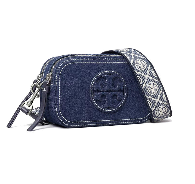 Tory Burch Women's Mini Miller Denim Crossbody Bag Royal Navy