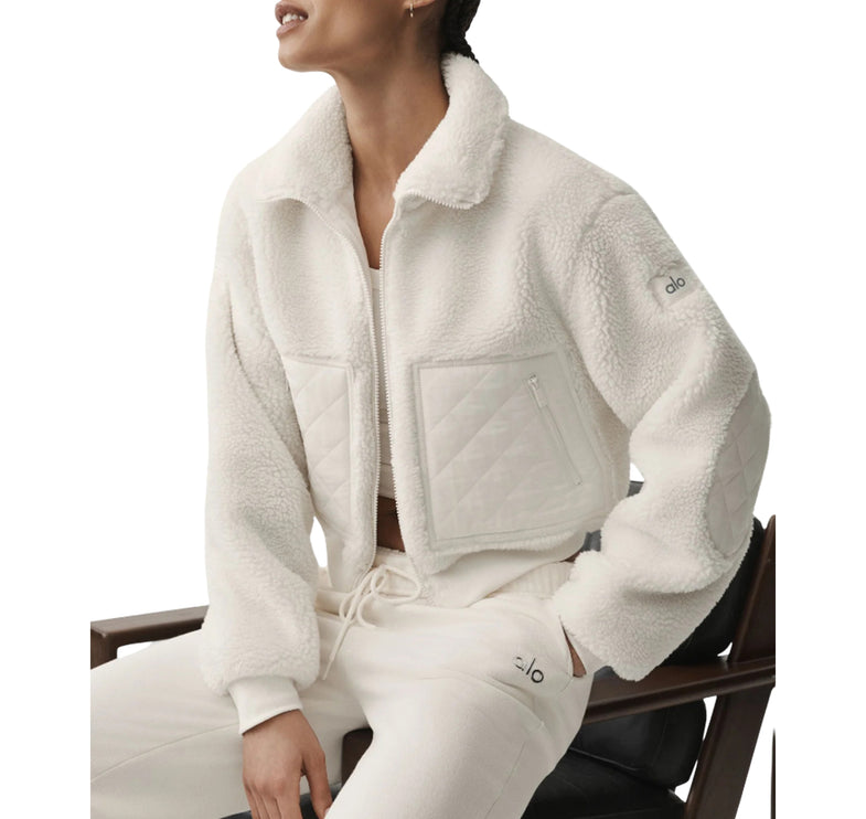 alo Women's Sherpa Edge Bomber Ivory