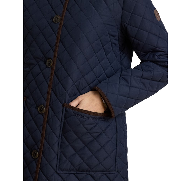 Polo Ralph Lauren Women's Faux-Shearling-Trim Quilted Jacket Dark Navy