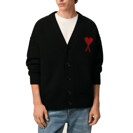 AMI Alexandre Mattiussi Unisex Ami de Coeur Wool Cardigan Black