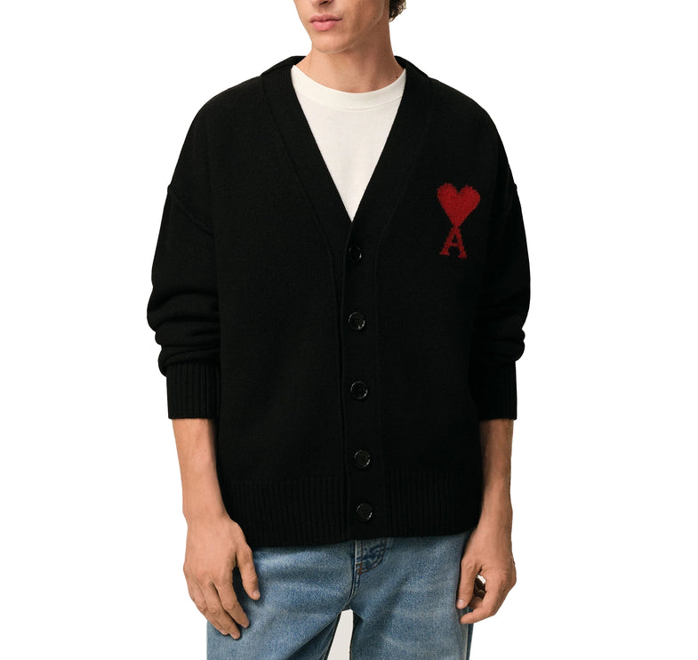 AMI Alexandre Mattiussi Unisex Ami de Coeur Wool Cardigan Black