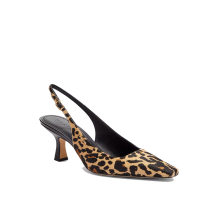 Coach Women's Slingback Heel With Leopard Print Tan/Black