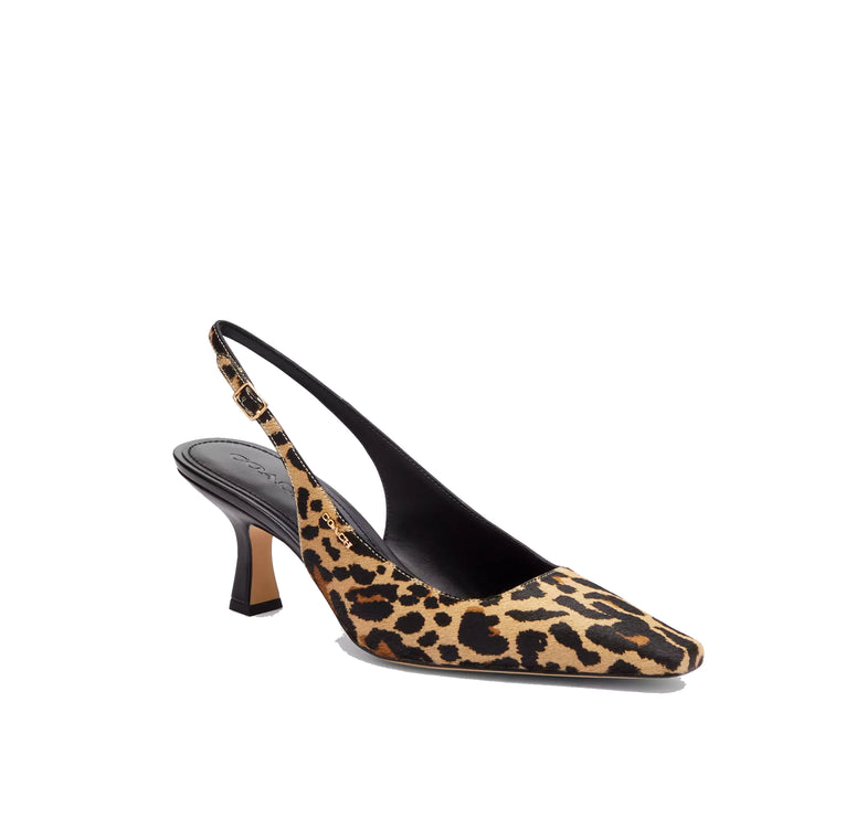 Coach Women's Slingback Heel With Leopard Print Tan/Black