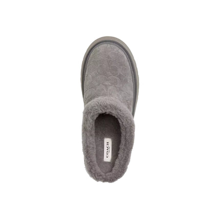 Coach Women's Cecelia Clog In Signature Suede Charcoal