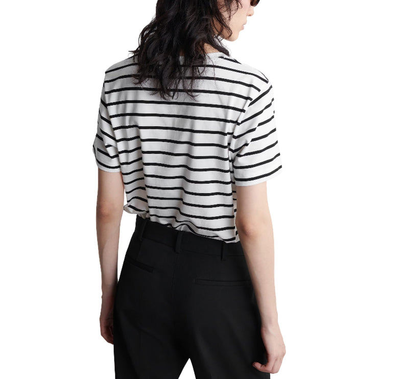 COS Women's Crew-Neck Cotton T-Shirt White/Striped