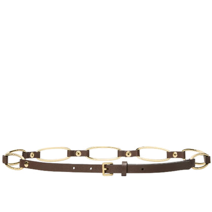 Michael Kors Women's Chain Link Leather Belt Chocolate