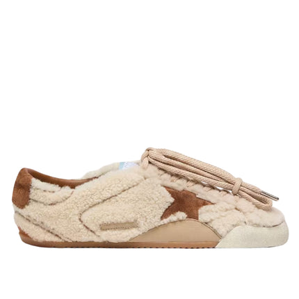 Golden Goose Women's True-Star in Beige Shearling with Tan Leather Star