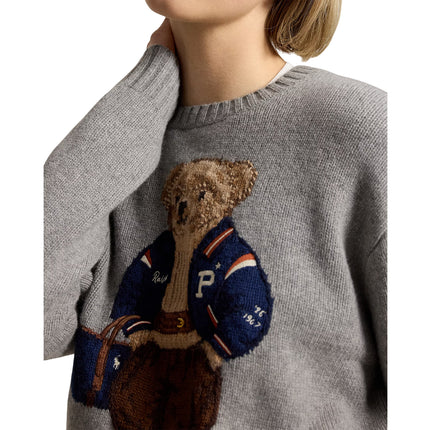Polo Ralph Lauren Women's Polo Bear Wool-Cashmere Sweater Gray Heather