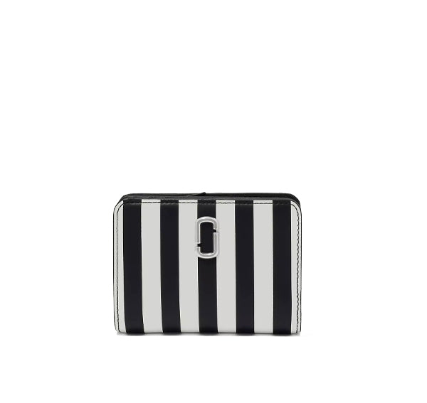 Marc Jacobs Women's The Striped J Marc Mini Compact Wallet Black/White