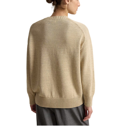 Polo Ralph Lauren Women's Winter Polo Bear Crewneck Sweater Tan Multi