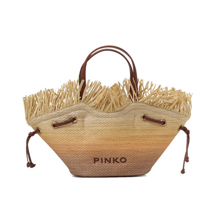 Pinko Women's Small Pagoda Shopper Bag in Faded Raffia Brown