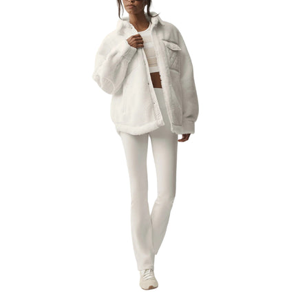 alo Women's Sherpa Edge Shacket Ivory