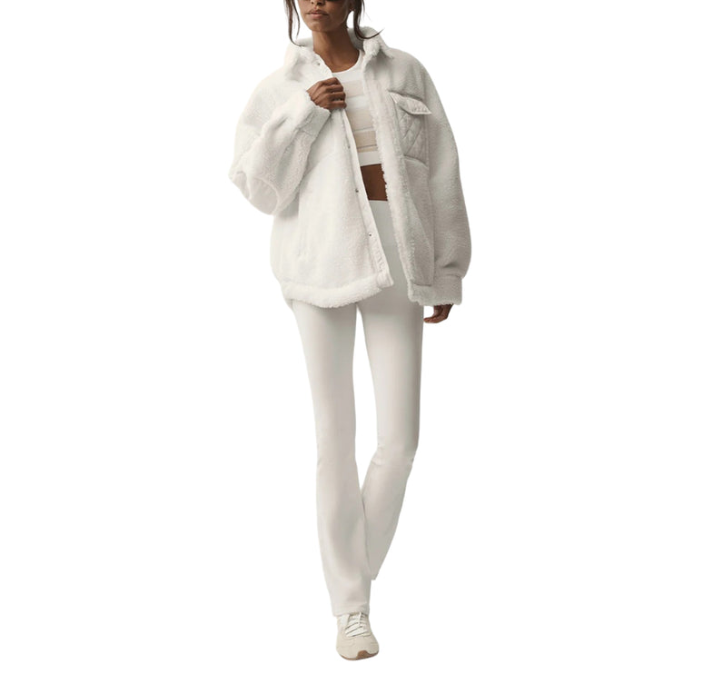 alo Women's Sherpa Edge Shacket Ivory