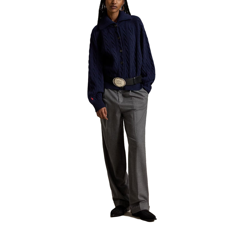 Polo Ralph Lauren Women's Cable Wool-Cashmere Collared Cardigan Hunter Navy