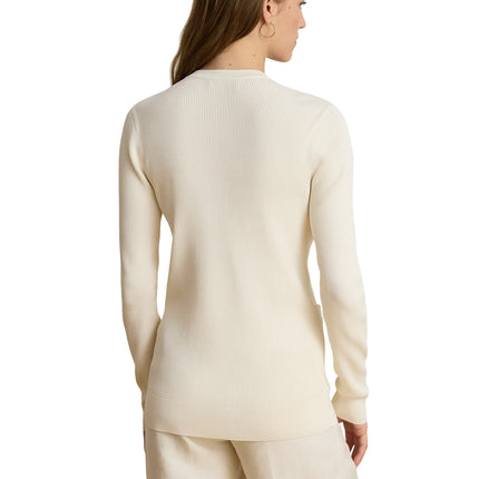 Polo Ralph Lauren Women's Rib-Knit V-Neck Cardigan Mascarpone Cream