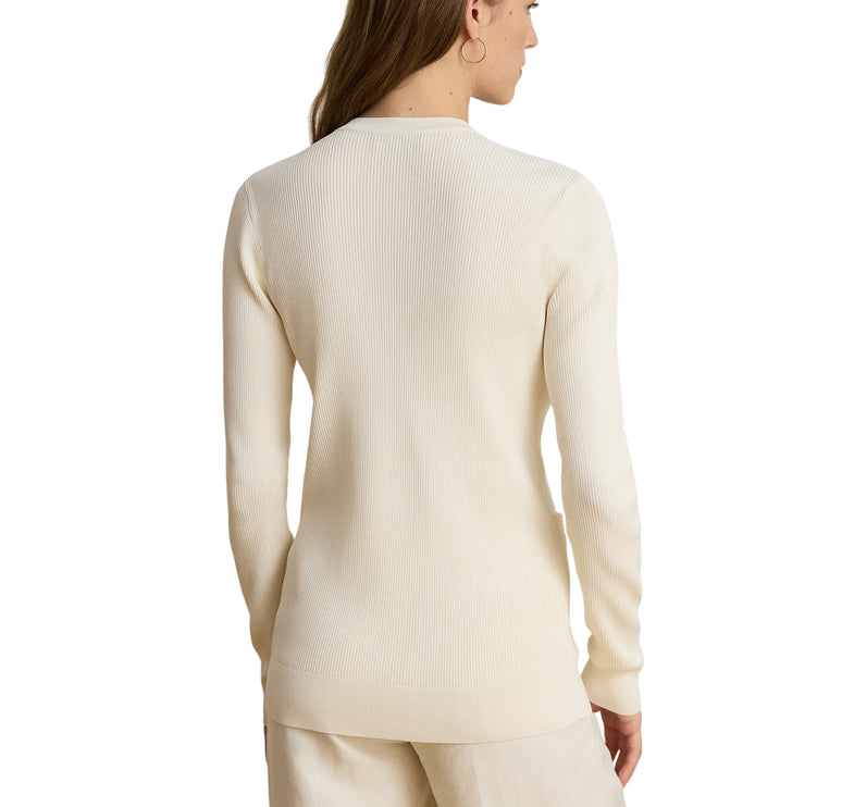 Polo Ralph Lauren Women's Rib-Knit V-Neck Cardigan Mascarpone Cream