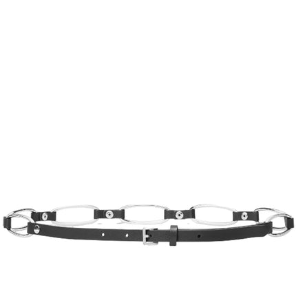 Michael Kors Women's Chain Link Leather Belt Black/Silver
