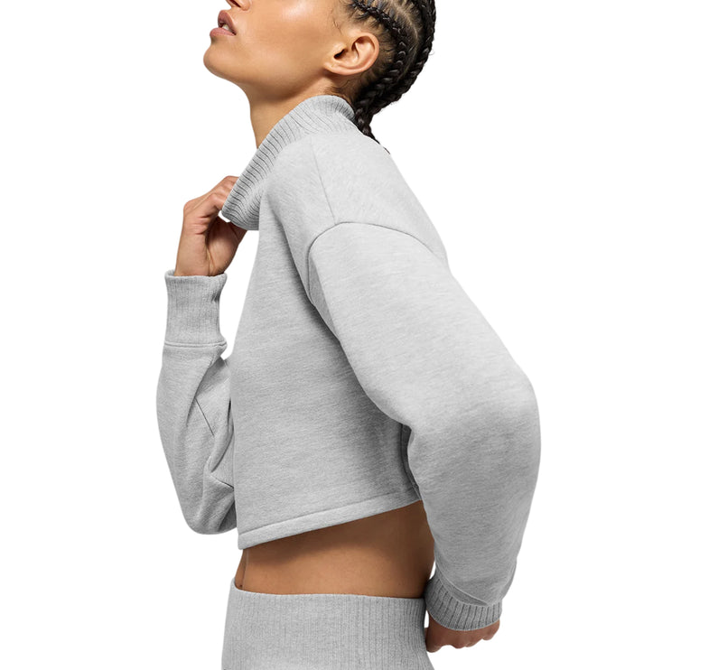 alo Women's Cropped Serenity Coverup Athletic Heather Grey