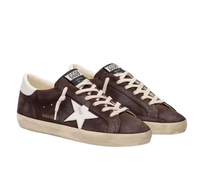 Golden Goose Women's Super-Star Star in Brown Suede with White Star