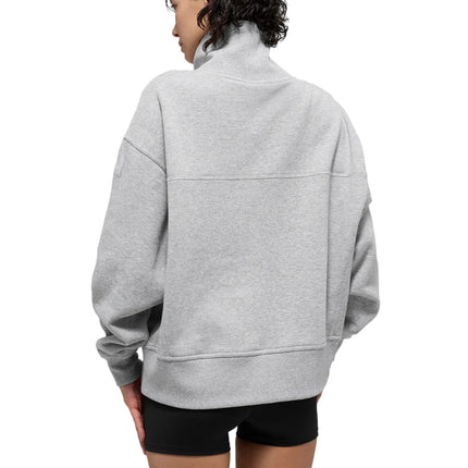 alo Women's Hazy Mock Neck Pullover Athletic Heather Grey