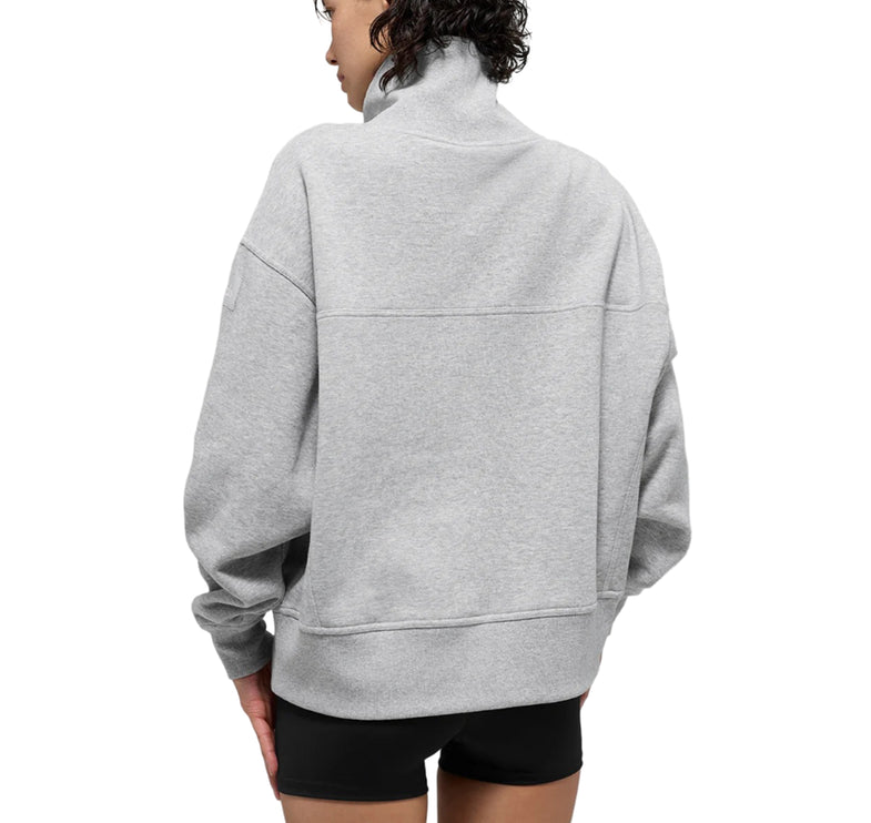 alo Women's Hazy Mock Neck Pullover Athletic Heather Grey