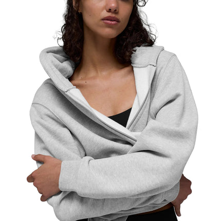 alo Women's Renown Heavy Weight Full Zip Hoodie Athletic Heather Grey