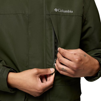Columbia Men's Landroamer Fleece Lined Rain Jacket Greenscape/Stone Green