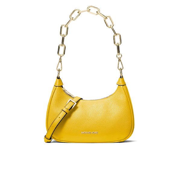 Michael Kors Women's Cora Medium Pebbled Leather Shoulder Bag Golden Yellow