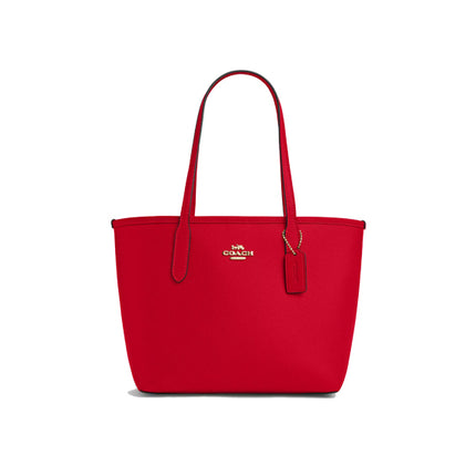 Coach Women's Small City Tote Bag Gold/Bold Red