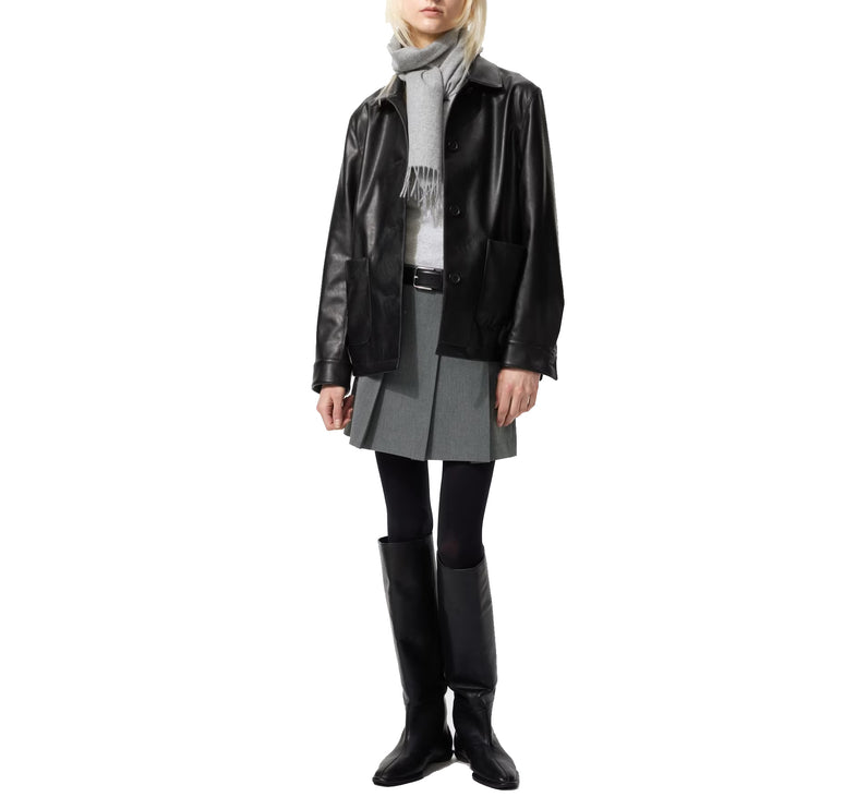 Uniqlo Unisex Coated Relaxed Shirt Jacket 09 Black