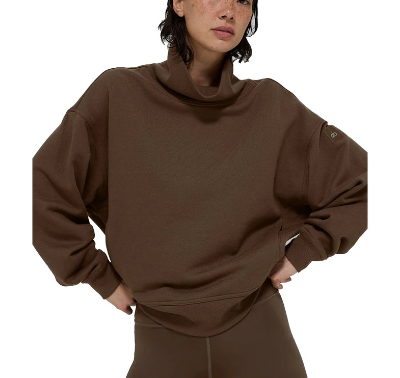 alo Women's Hazy Mock Neck Pullover Espresso