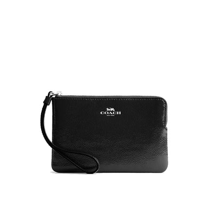 Coach Women's Corner Zip Wristlet Silver/Black