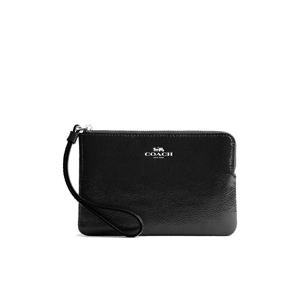 Coach Women's Corner Zip Wristlet Silver/Black