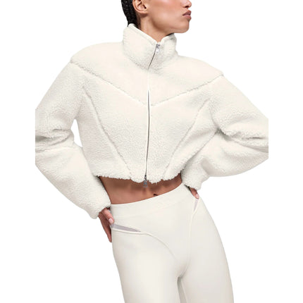 alo Women's Sherpa Cropped Slope Side Jacket Ivory