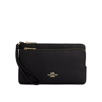 Coach Women's Double Zip Wallet Gold/Black