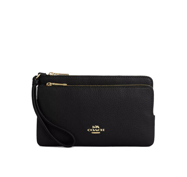 Coach Women's Double Zip Wallet Gold/Black