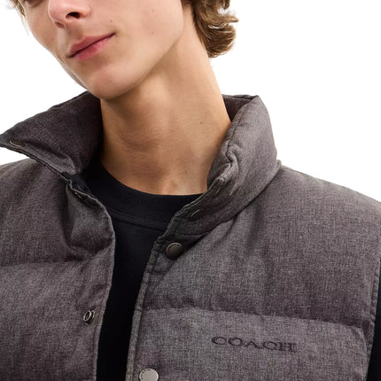 Coach Men's Solid Down Vest Dark Heather Grey