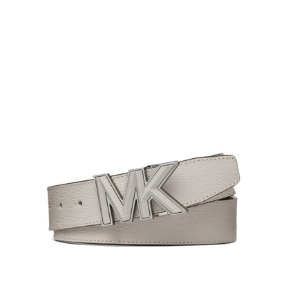 Michael Kors Unisex Cut To Size Logo Buckle Leather Belt Pearl Grey