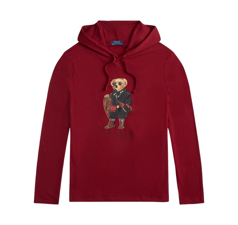 Polo Ralph Lauren Men's Polo Bear Jersey Hooded T-Shirt Holiday Red