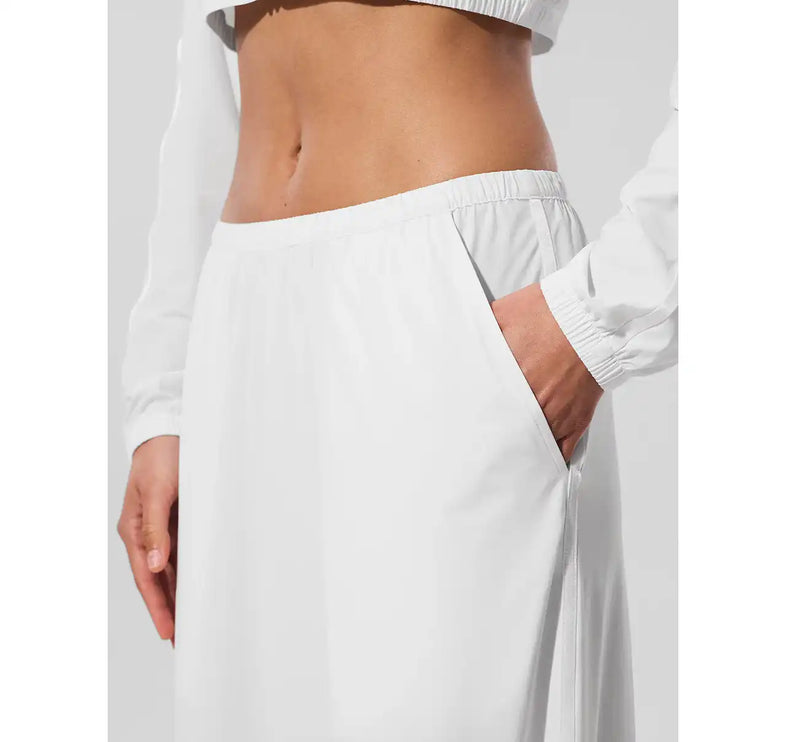 alo Women's Breezy Wide Leg Pant (Long) White