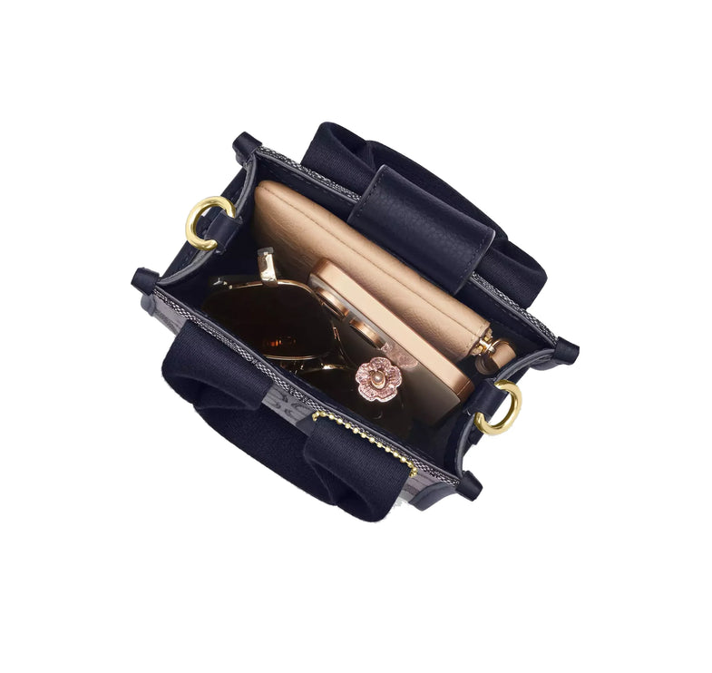 Coach Women's Smith Mini Tote Bag In Signature Jacquard Gold/Navy/Midnight Navy