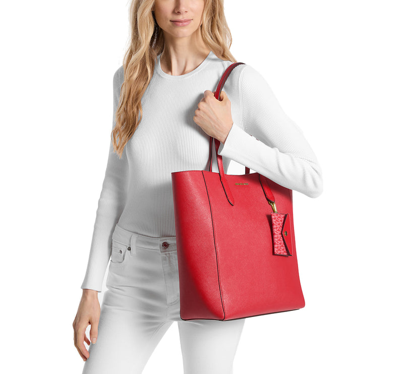 Michael Kors Women's Vincent Large Saffiano Leather Tote Bag With Card Case Bright Red