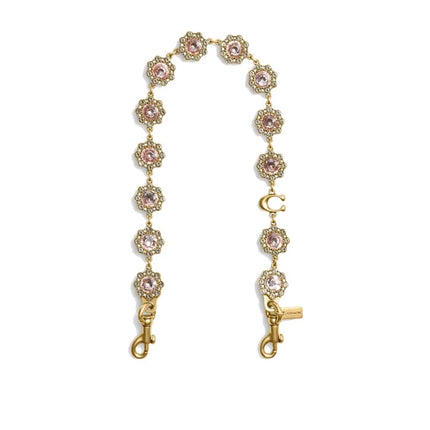 Coach Women's Short Jewelry Chain Strap Brass/Pink Multi