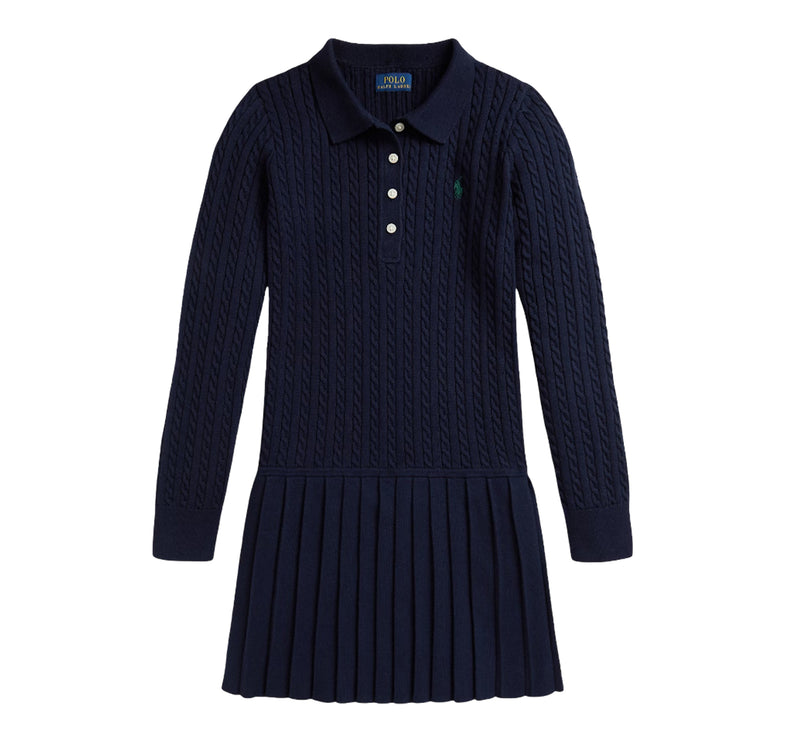 Polo Ralph Lauren Girl's Mini-Cable Polo Sweater Dress Cruise Navy