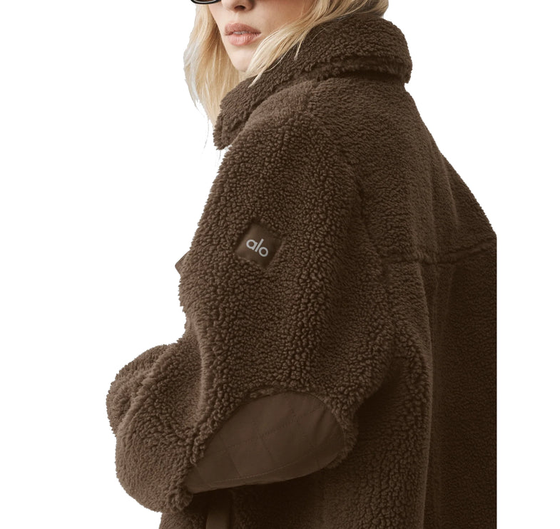 alo Women's Sherpa Edge Shacket Espresso