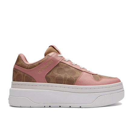 Coach Women's Platform Sneaker In Signature Canvas Khaki/Pink Petal