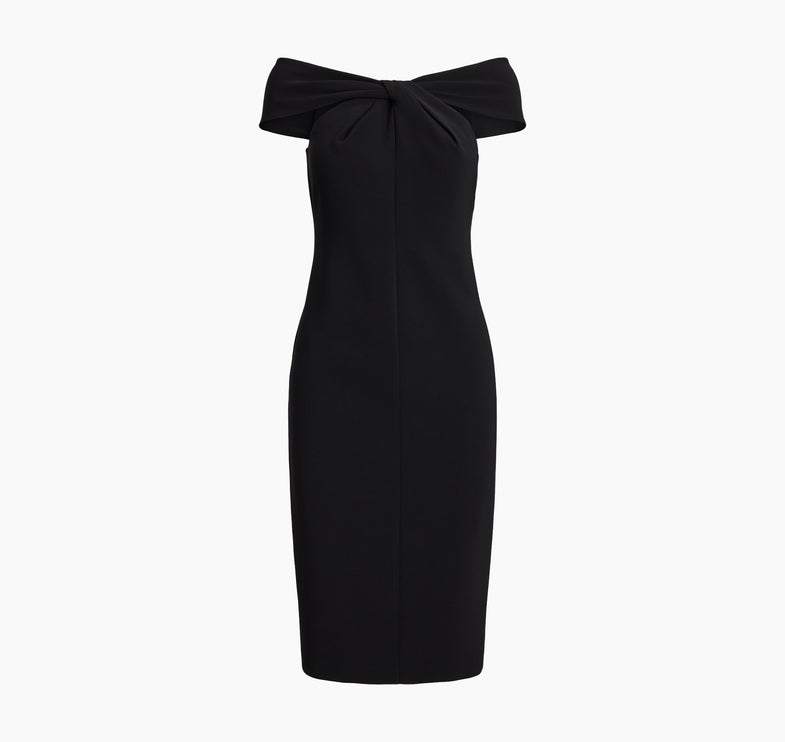 Polo Ralph Lauren Women's Twist-Front Crepe Cocktail Dress Black