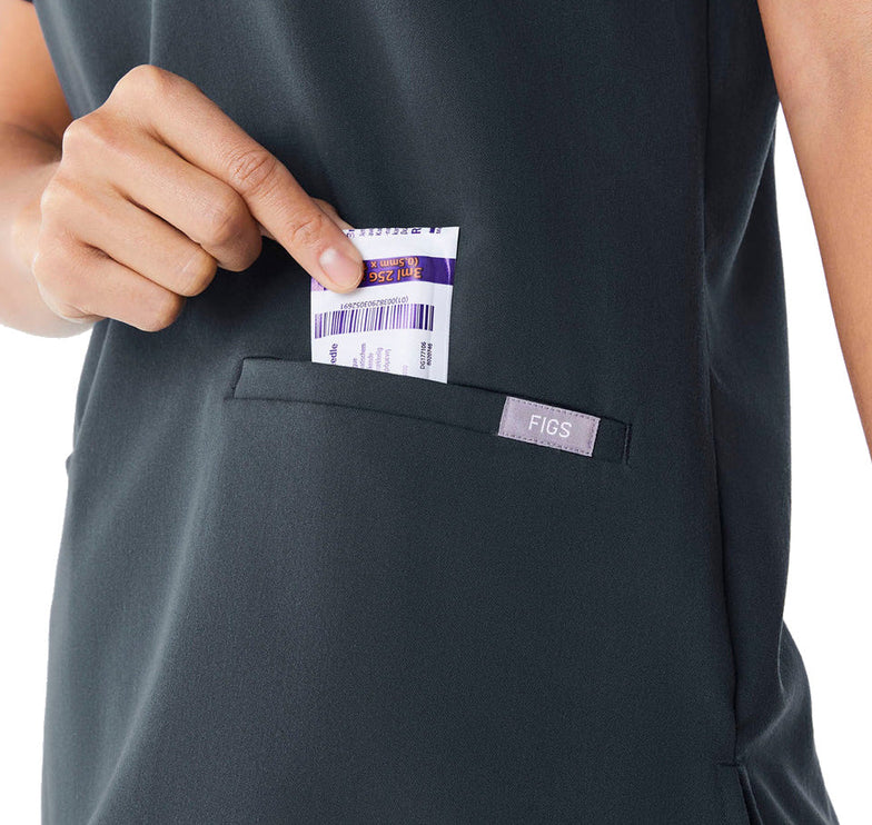 FIGS Women's Casma Three Pocket Scrub Top Dark Harbor