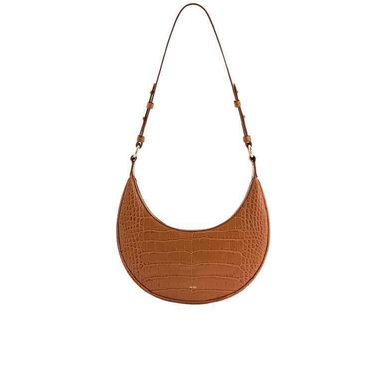 JW PEI Women's Carly Saddle Bag Acorn Brown Croc